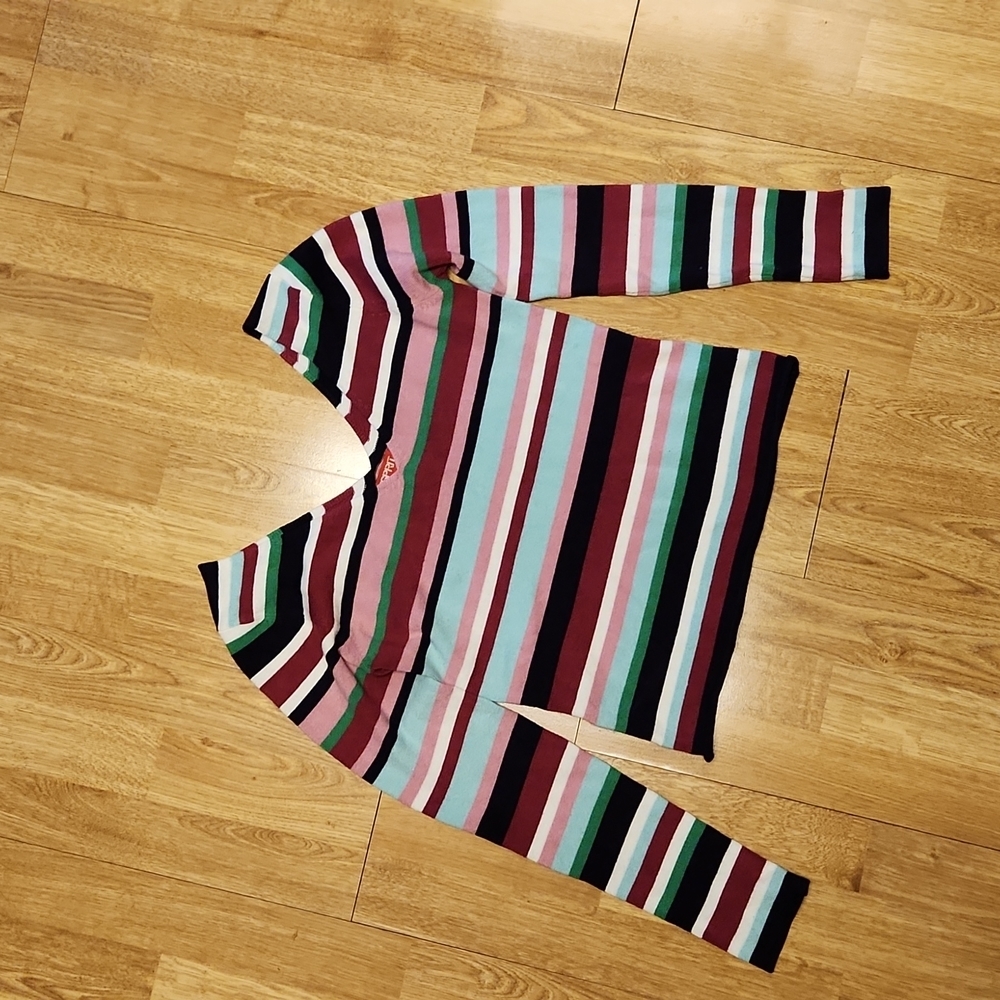 VTG Esprit double vee striped fitted sweater sz M
